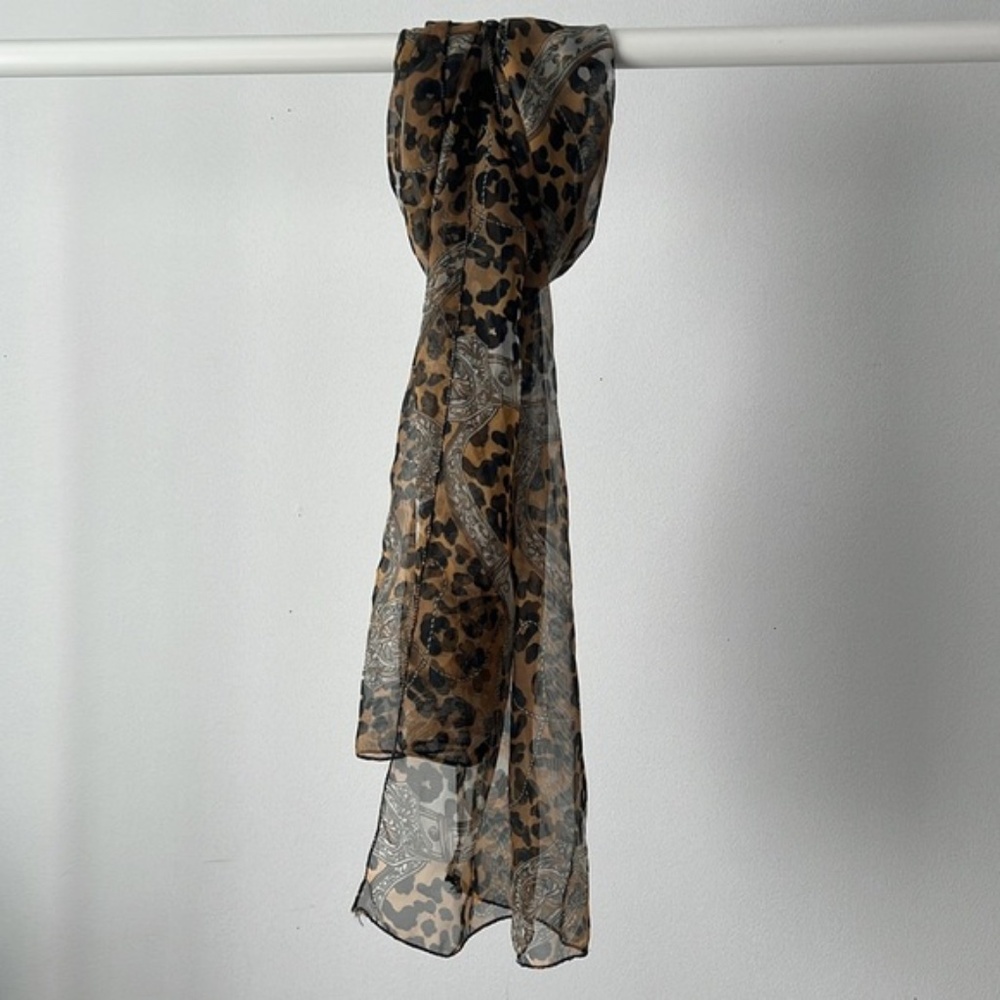 Lightweight Sheer scarf leopard print